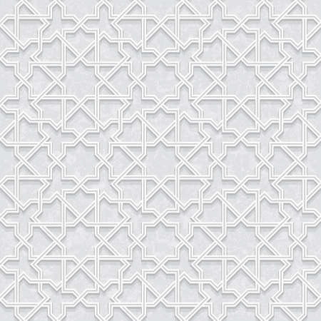 Geometric seamless light grey pattern, Traditional Arabic wallpaper, Vector illustrationのイラスト素材