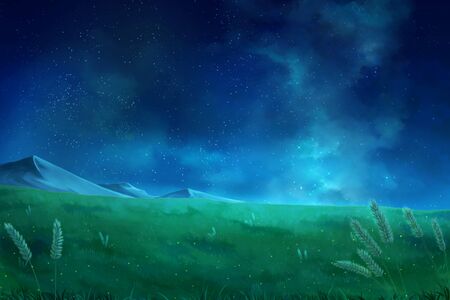 Night sky clouds - Anime Background.の写真素材