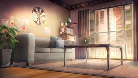 Cozy living room - Afternoon , Background painting.の写真素材