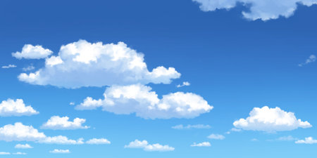 Sky and Cloud, Anime background, 2D Illustration.の写真素材
