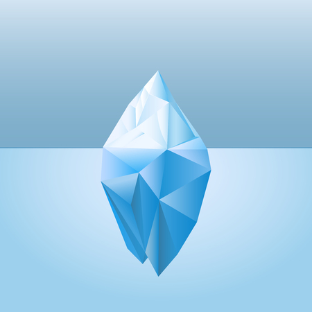 Low poly style iceberg for infographic metaphor business iceberg northern on water sea illustration.のイラスト素材