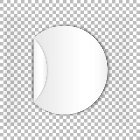 Blank round sticky paper sheet with curl age and high detailed shadows isolated on checked backgroundのイラスト素材