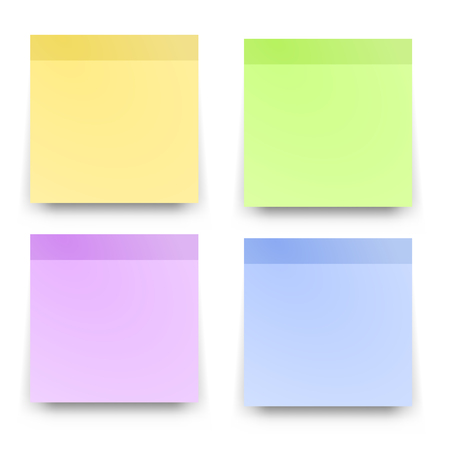 Sticky reminder notes realistic colored papers stick paper office sheetsのイラスト素材