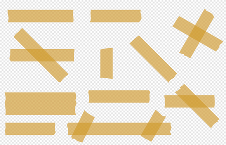 Adhesive tape transparent  pieces  vector tape set isolated.のイラスト素材