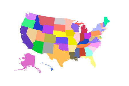 usa state divided  map colored vector  blankのイラスト素材