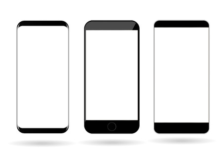 Blank mobile phones  screen mockup vector smartphone template setのイラスト素材