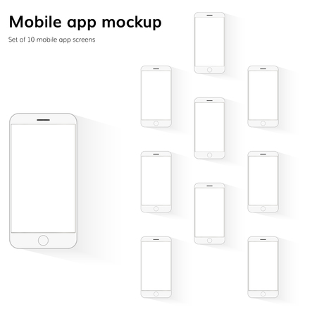 Mobile application screens mockup vector blank smartphone template app interface presentation design empty placeのイラスト素材