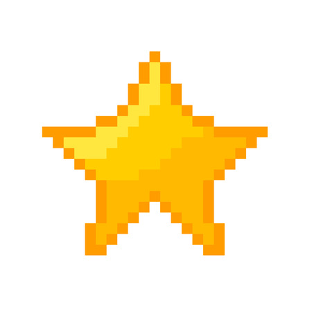 Pixel star vector icon gold pixel star big squareのイラスト素材