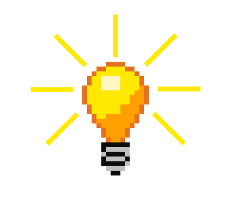Vector pixel light bulb  8 bit idea lightbulb symbolのイラスト素材