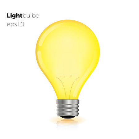 realistic creative light bulb yellow vector  idea concept  bulb modern  lampのイラスト素材