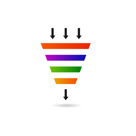 Marketing Funnel for conversion and sales  analysis data rate funnel.のイラスト素材