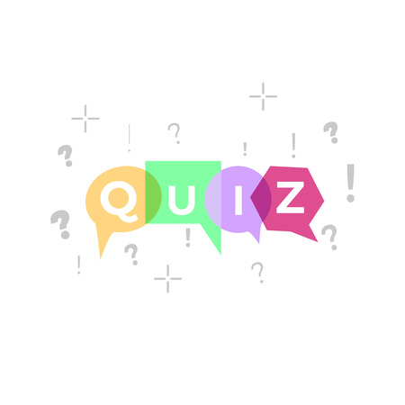 Quiz logo with speech bubble symbols, concept of questionnaire show sing, quiz button, question competition, exam,のイラスト素材