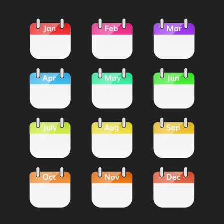 calendar icons set  vector flat set calendar monthsのイラスト素材