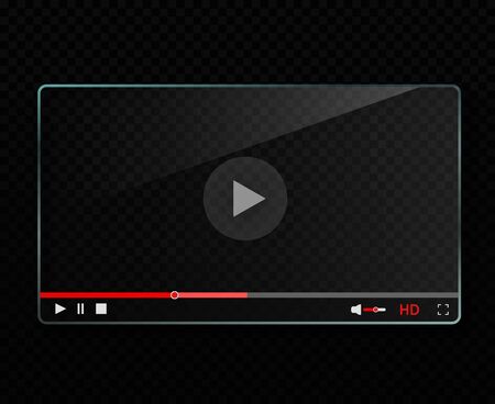 Glass video player template transparent mockup  vector.のイラスト素材
