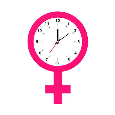 Menstruation cycle symbol .  Menopause  icon with clockのイラスト素材