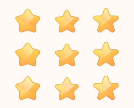 Cartoon stars set. Golden star icons .  Ui bonus elements .のイラスト素材