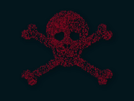Binary code skull .  Hack concept . Cyber attack .のイラスト素材