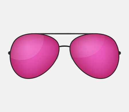 Pink vector glasses . Aviator form pink sunglasses .のイラスト素材
