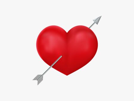 Heart and arrow icon .  Realistic vector clipart .のイラスト素材