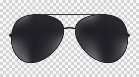 Aviator police isolated sunglasses . Vector black glasses .のイラスト素材
