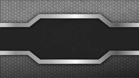 Stainless backdrop hexagon metal banner in center. Seamless light monochrome dark carbon in center design background web elegant modern nickel hexagon vector geometric texture futuristic .のイラスト素材