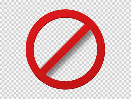 Banned icon template. Red circle with crossed out stripe symbol of prohibition travel and blocking illegal actions restricting access to social vector networks and web files.のイラスト素材