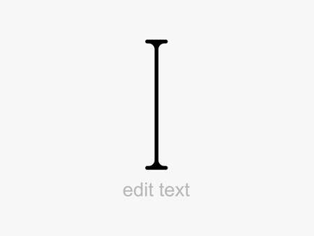 Text edit cursor pointer. Font input symbol and editing of textual web information black direction sign for typing outline image of elongated vertical line with horizontal dashes vector ends.のイラスト素材