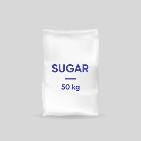 Sugar bag template. 50 kg thick paper packaging for sweet sand delicious sweetener for baking pastry sweet soda and vector teaのイラスト素材