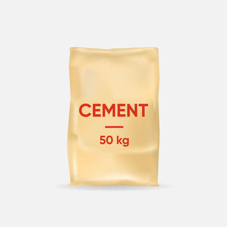 Cement bag template. Thick paper bag 50 kg for construction and brickwork plaster and screed for ceilings and vector wallsのイラスト素材