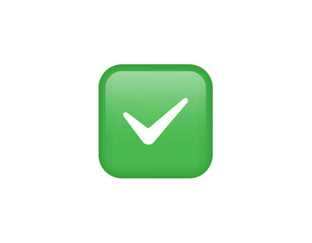 Green confirmation button with checkmark. Consent and web approval symbol election vote graphic sign with decision vector markのイラスト素材