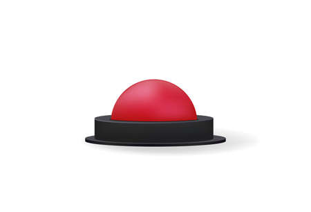 Red button side view. Volumetric symbol of emergency shutdown and inclusion of spare power press in...