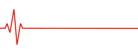 Last heart rate jump banner. Red straight line of death after cardiac arrest on cardiogram cardiac arrest after stroke and vector infarctionのイラスト素材