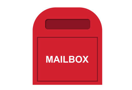 Red mailbox. Metal box with slot for letters and correspondence retro delivery of newspapers and mailing to vector addressのイラスト素材