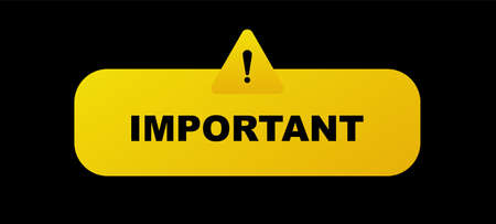 Important exclamation mark on black surface. Yellow information alert and caution urgent marketing...