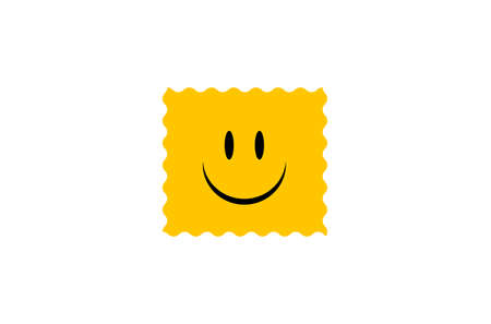 Yellow drug stamp. Plate impregnated with lsd with cheerful smiley permitted substances for raising mood and hallucinogenic vector relaxationのイラスト素材