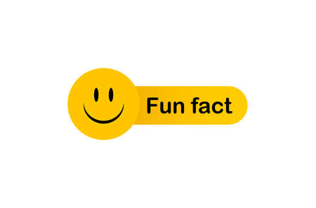 Fun facts with smiley face. Yellow sticker for entertainment programs and announcements funny moments of life and comic vector storiesのイラスト素材