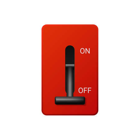 Black lever with off and on positions. Red panel with black knob for adjusting electrical system positions for activation and vector deactivationのイラスト素材