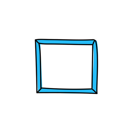 Blue frame hand drawn icon. Square doodle sketch for photography and painting with creative minimalistic vector decorationのイラスト素材