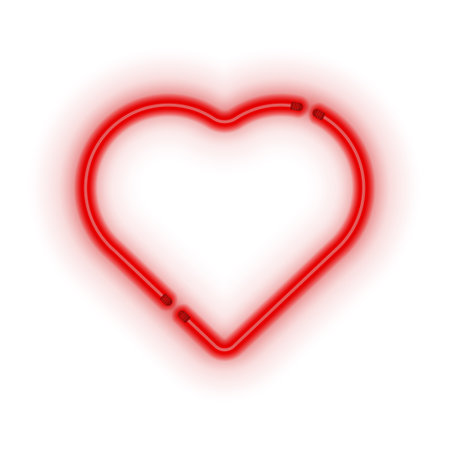 Red electric heart. Romantic love symbol valentine made from cables with glow for creative vector designのイラスト素材
