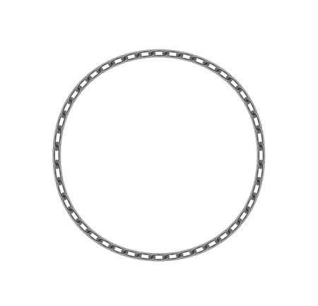 Circle from chain. Empty round decoration connections with solid steel and silver for decorative interior with industrial vector traceryの写真素材