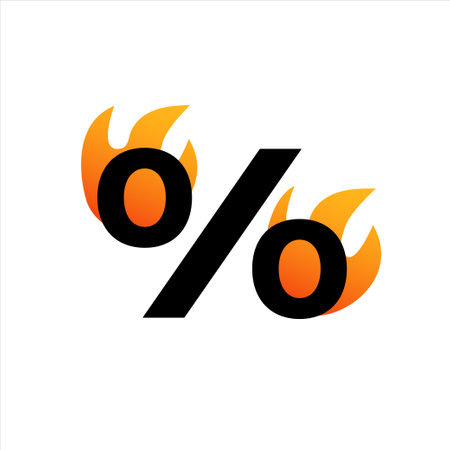 hot percent discount. fire profit saleのイラスト素材