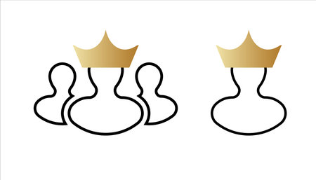 Leader with golden crown. Luxury symbol and royal vip style for gentleman and businessman for creative conferences and vector receptionsのイラスト素材