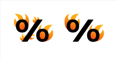 hot percent discount. fire profit saleのイラスト素材