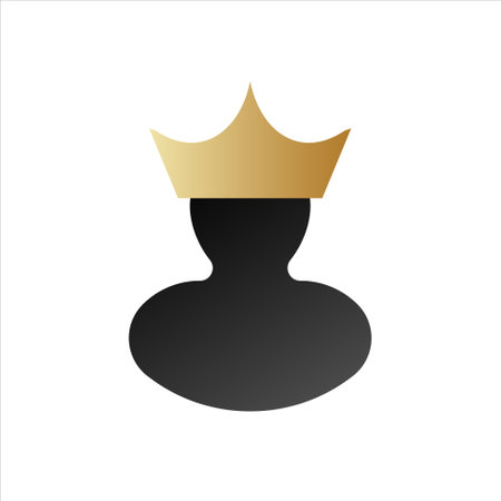 Abstract man with golden crown icon. Professional vip style for gentleman and businessman for creative conferences and vector receptionsのイラスト素材