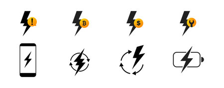 Battery icon set. battery charge level. battery Charging icon