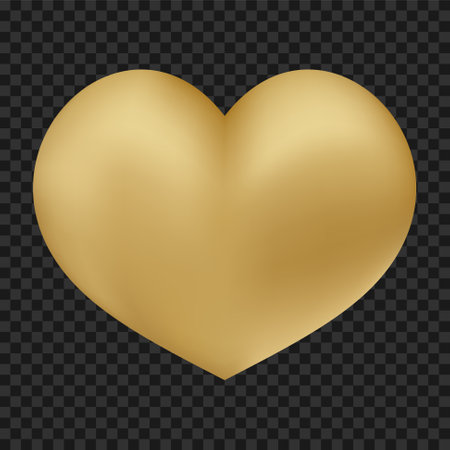 gold heart vector luxury golden 3d illustration isolated on whiteのイラスト素材