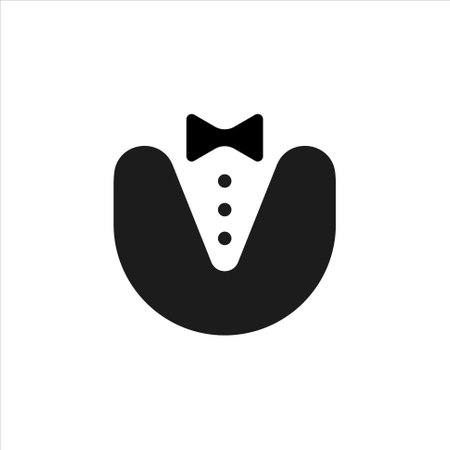 Symbol tuxedo with bow tie. Black vip style for gentleman and businessman for creative conferences and vector receptionsのイラスト素材