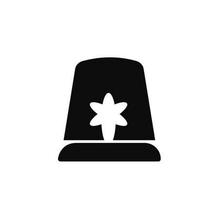 Emergency siren icon. Ambulance and police flasher glowing light bulb with urgency signal and caution vector warningのイラスト素材
