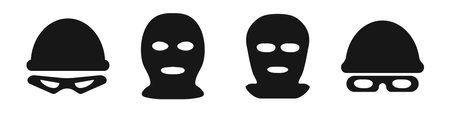 Thief robber balaclava face mask. Crime disguise vectorのイラスト素材