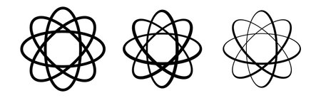 Atom nuclear circle orbital structure icon vector.